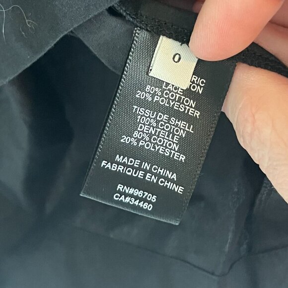 Rebecca Taylor Applique Lace Long Sleeve Poplin Dress Size 0 NWT Black - Picture 10 of 12